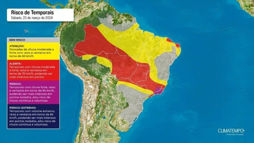 Risco de Temporais: grande parte do país está sob alerta, aponta Climatempo