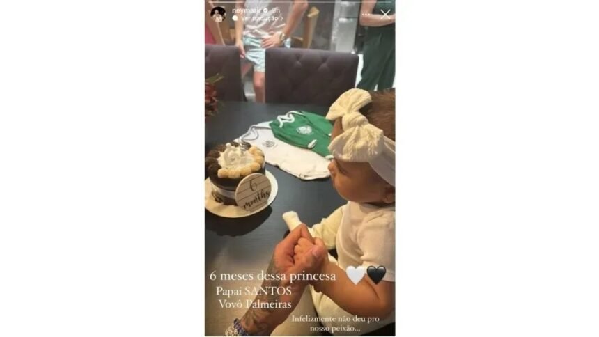 Mavie comemora seis meses de idade em festa temática de Santos e Palmeiras