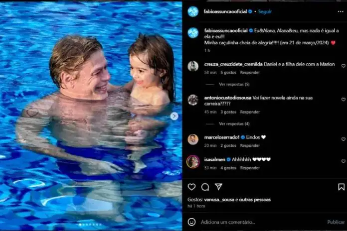 A postagem de Fábio sobre a filha (Reprodução: Instagram)