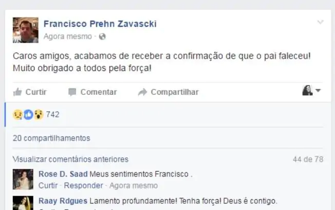 Filho do ministro confirma a morte de Zavascki pelo Facebook na tarde desta quinta-feira (19)